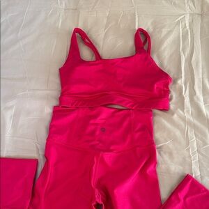 Athleta Vibrant Pink Sports Bra Set H35